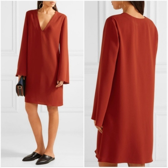 Theory Ulyssa Crepe Shift Dress Rust Size M - Picture 1 of 9